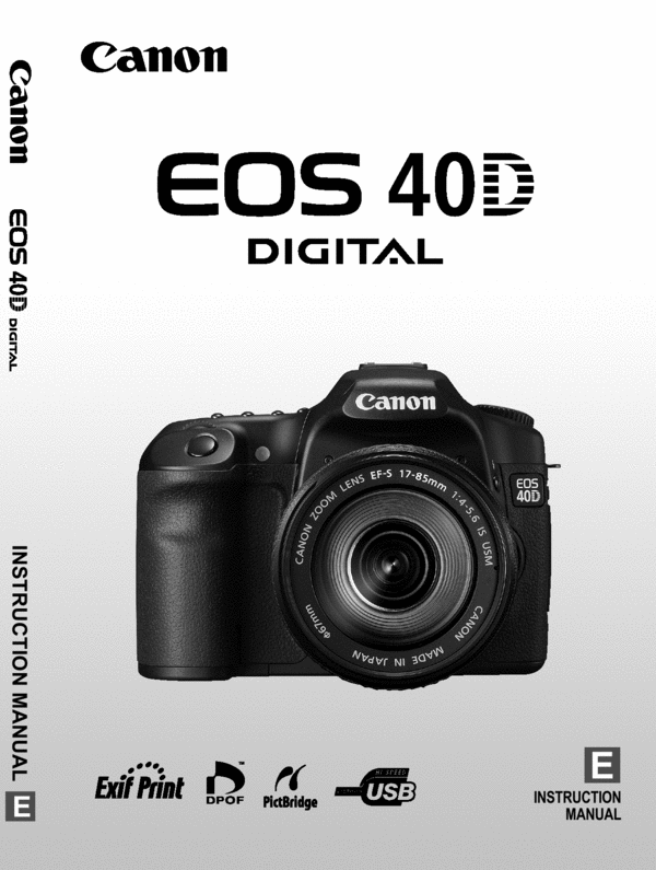 Product picture Canon EOS 40D User Guide